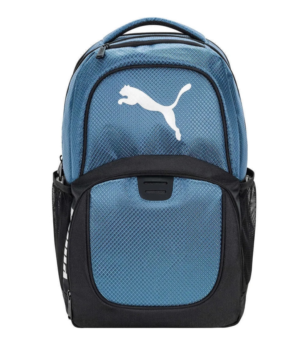 Puma Challenger Water Resistant Backpack 1379569 Blue w/ Black Free US Ship