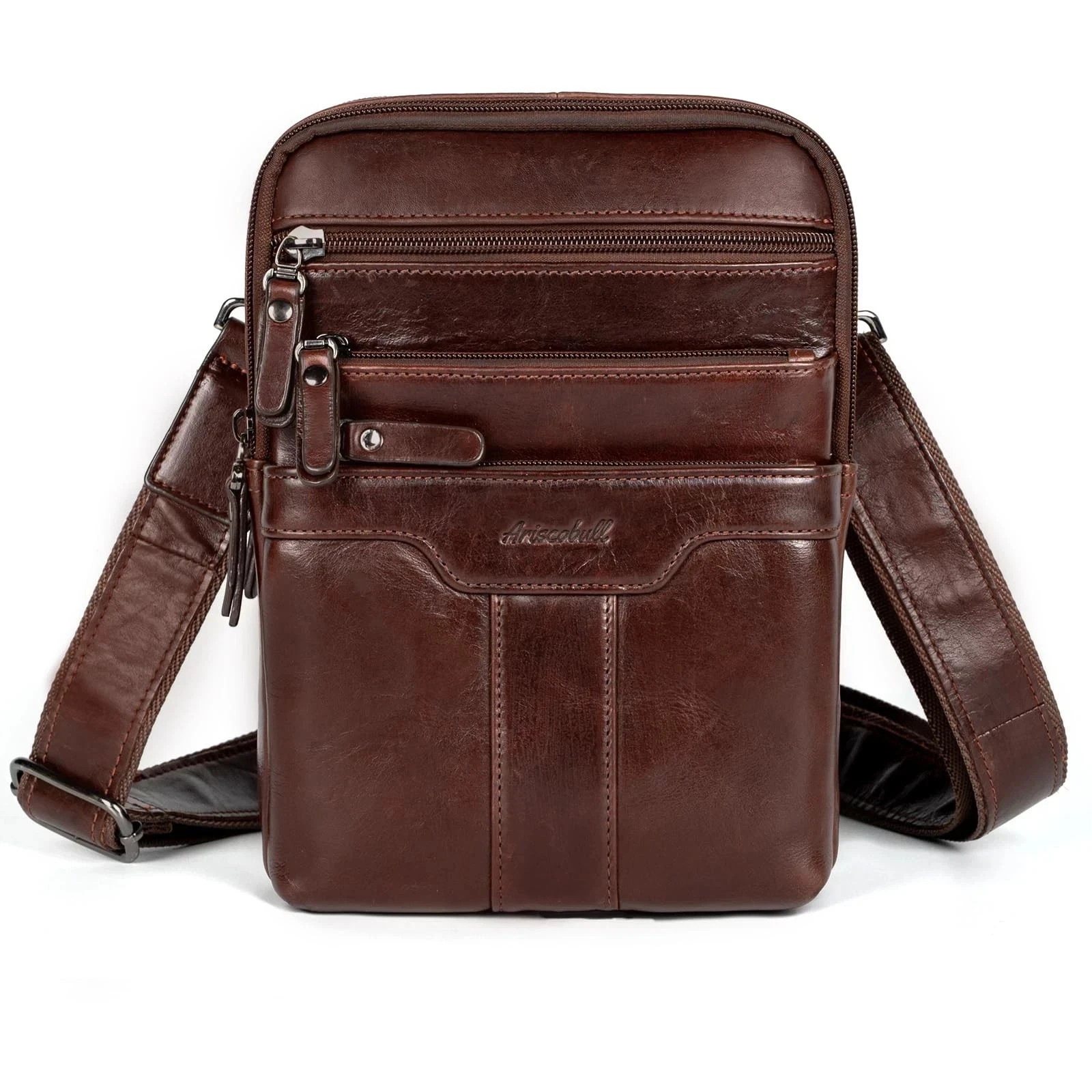 Leather Messenger Bag for Men, Small Leather Sling Shoulder Bag Messenger Pac