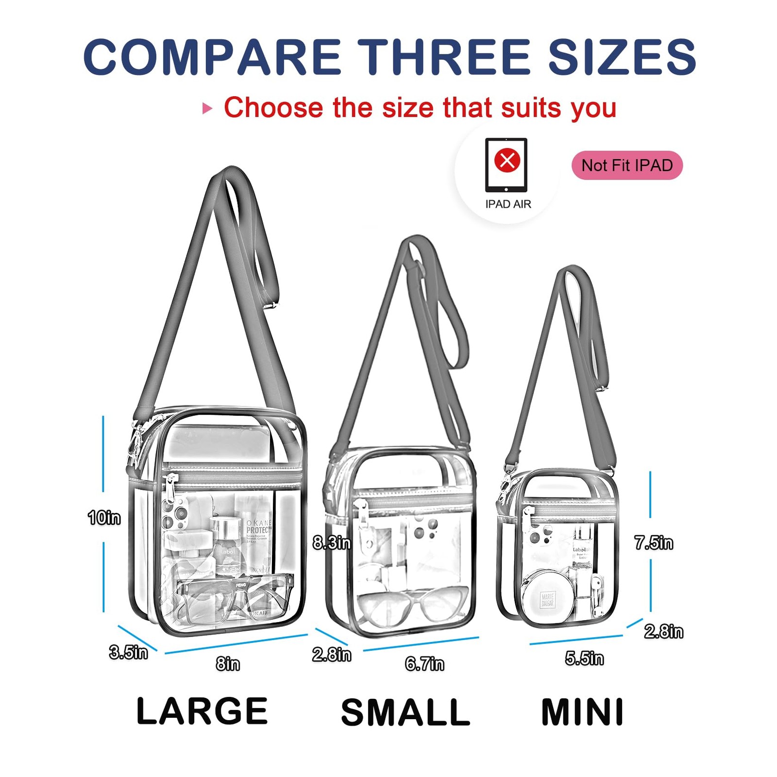 Clear Purse Stadium Transparent Messenger Bag Stadium Approved for Men and Wo…