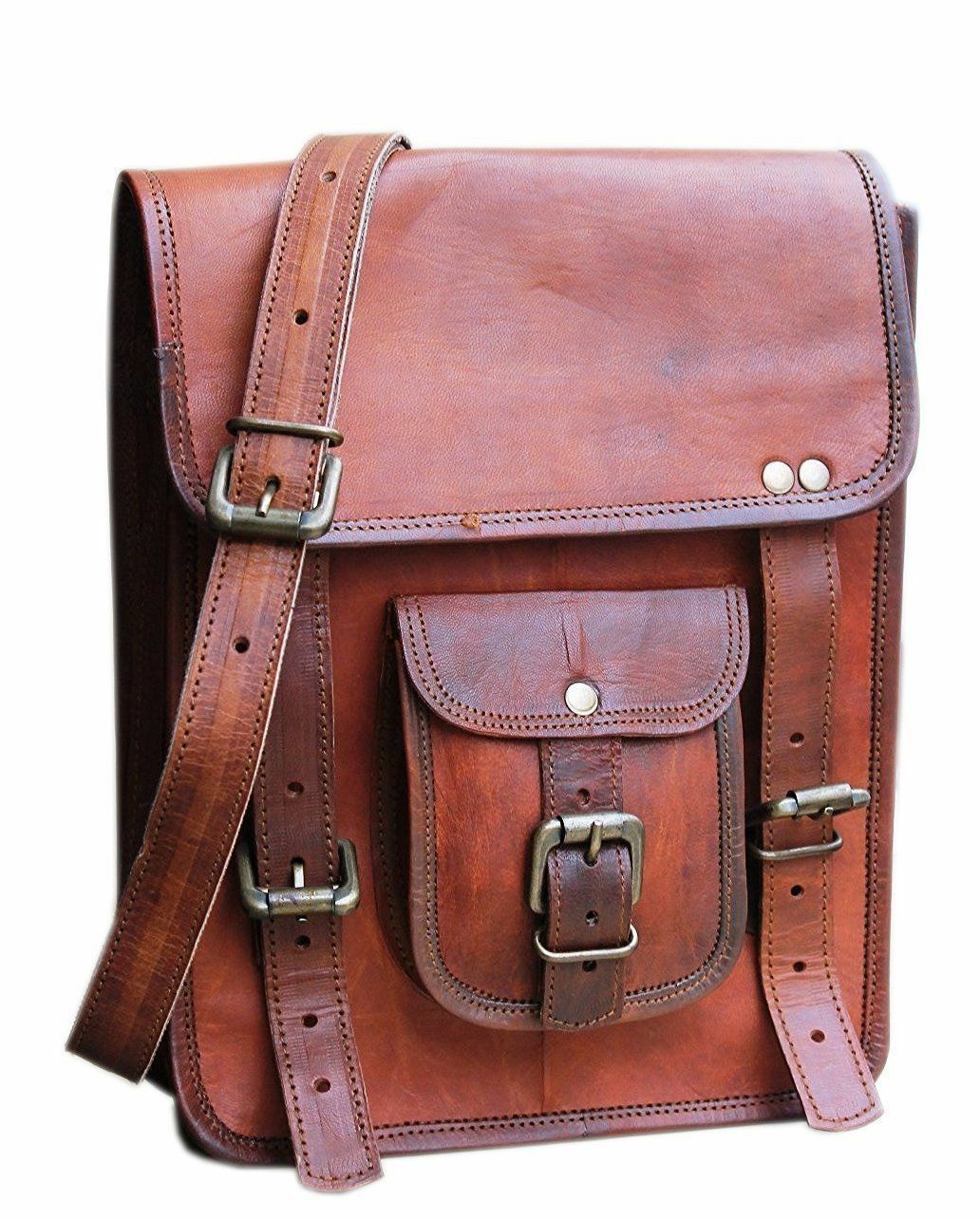 Men’s Rustic Genuine Leather Messenger Shoulder Bag Small Cross Body Satchel