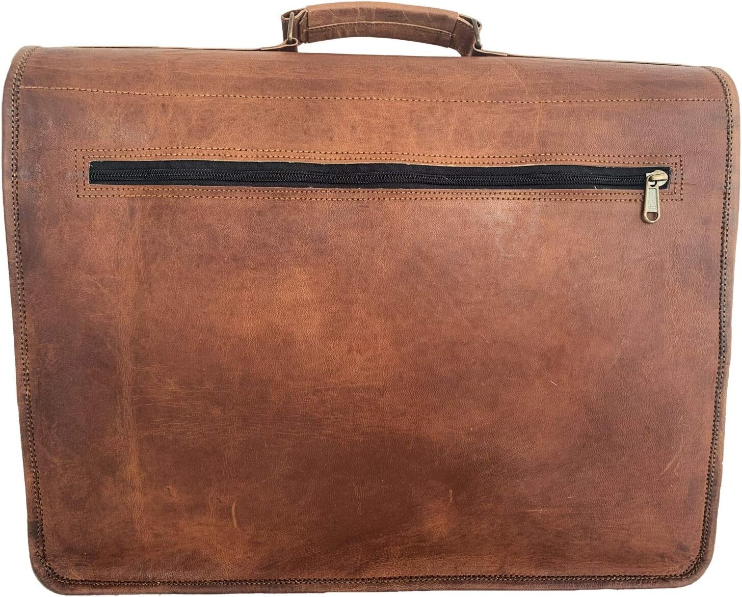 Stylish Leather Briefcase with Adjustable Strap – 18-inch Laptop Messenger