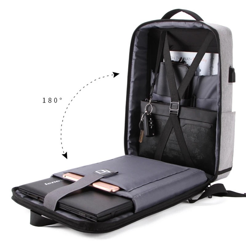 Men’s Hard Shell Backpack Anti-theft Travel Bag USB Charging Computer