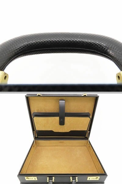 BOTTEGA VENETA Marco Polo Attaché Case 17.7″x12.4″x3.9″ Black Leather Italy