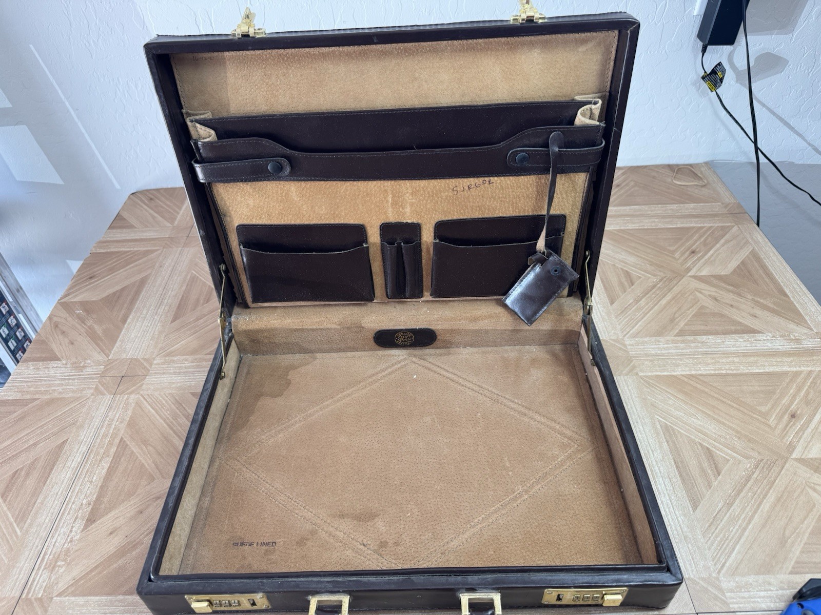 Franzen Briefcase Leather Suede Lined Combo Lock Germany Brown