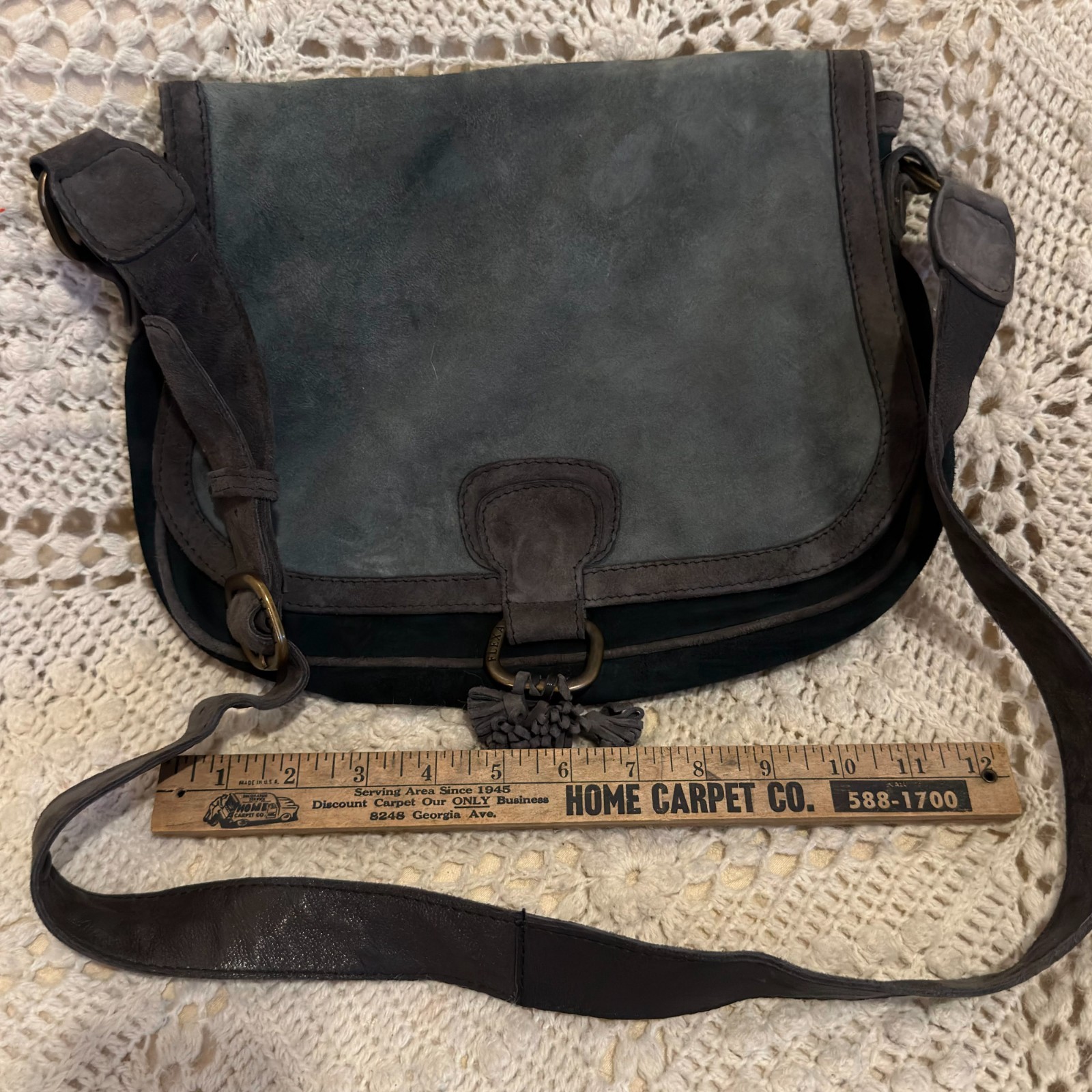 Fratelli Rossetti Flexa Suede Saddle Bag Crossbody Made in Italy Rare Vintage