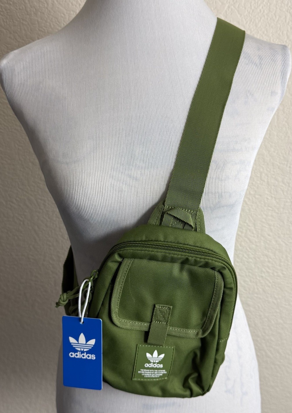 Adidas Utility Mini Sling Tech Olive White Crossbody Backpack Travel Brand New