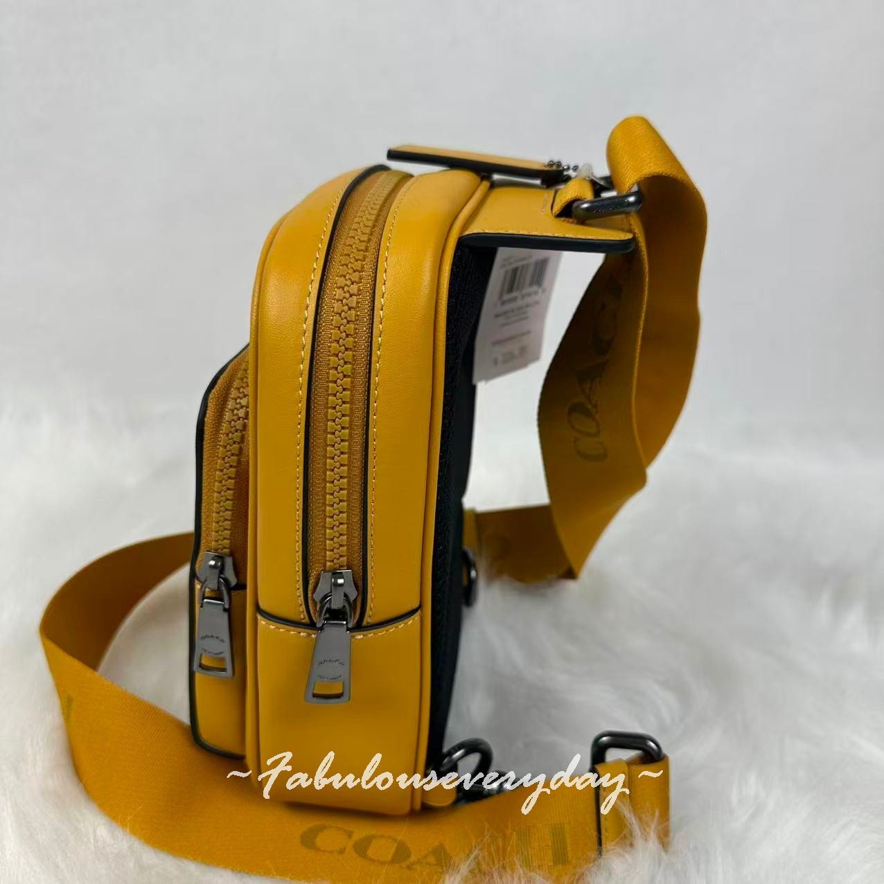 Coach Men Racer Sling Pack Crossbody In Leather/Silver/Buttercup CX071 NWT