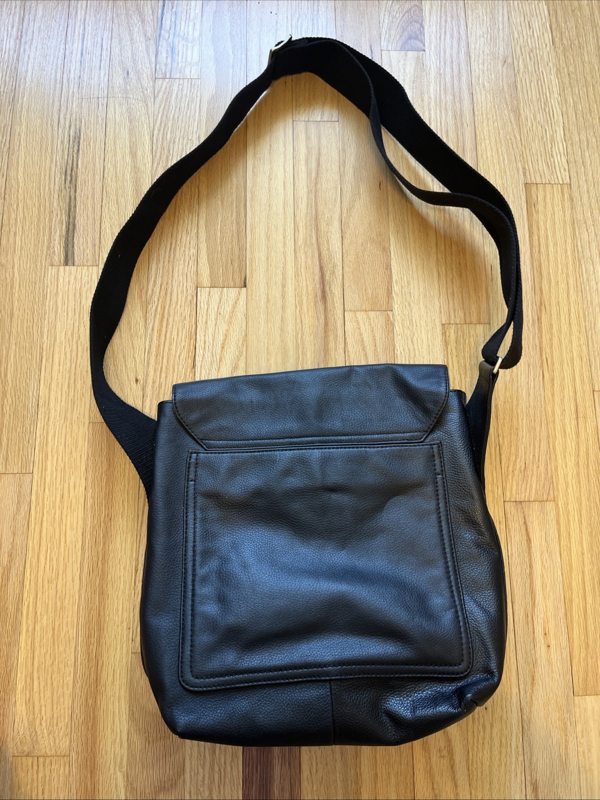 Jack Spade Pebbled Black Leather Messenger Bag Crossbody Field Bag