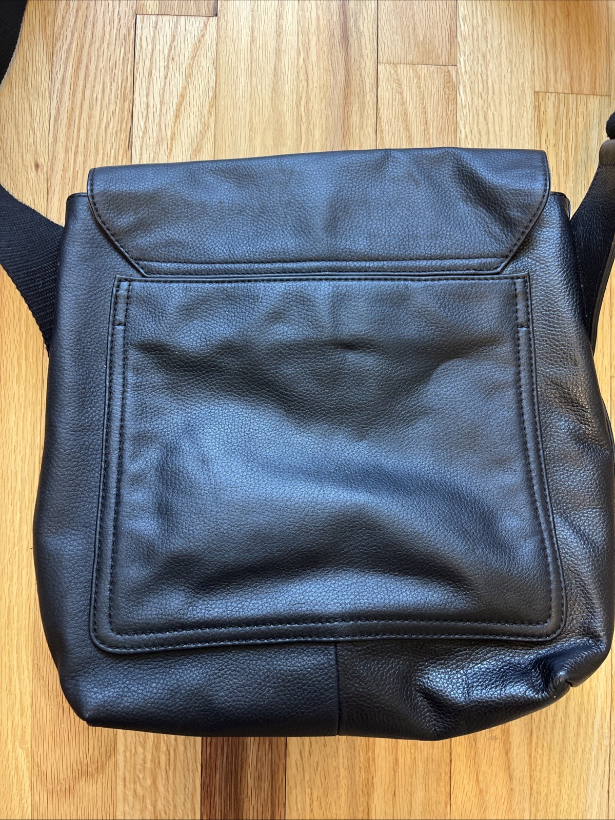 Jack Spade Pebbled Black Leather Messenger Bag Crossbody Field Bag