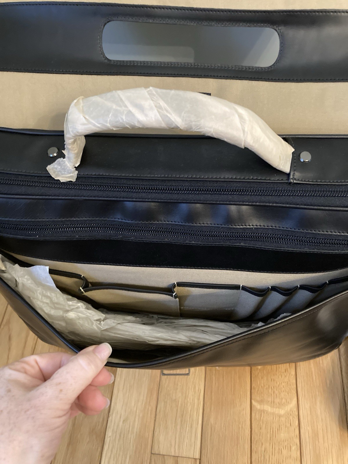 Hartmann Black Leather Briefcase Computer Bag Laptop Case NWT Free Shipping