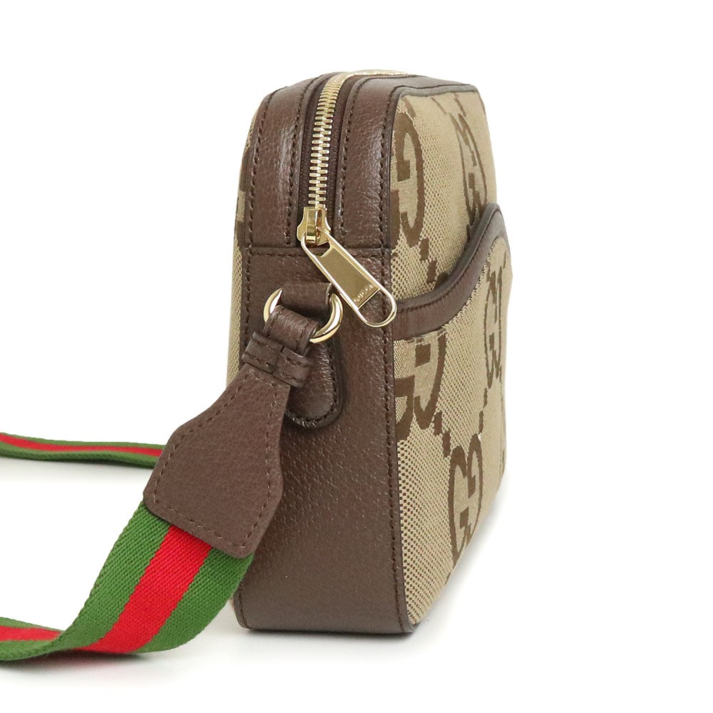 GUCCI Jumbo Gg Messenger Canvas & Leather & Cotton Linen, Camel & Ebony 675891
