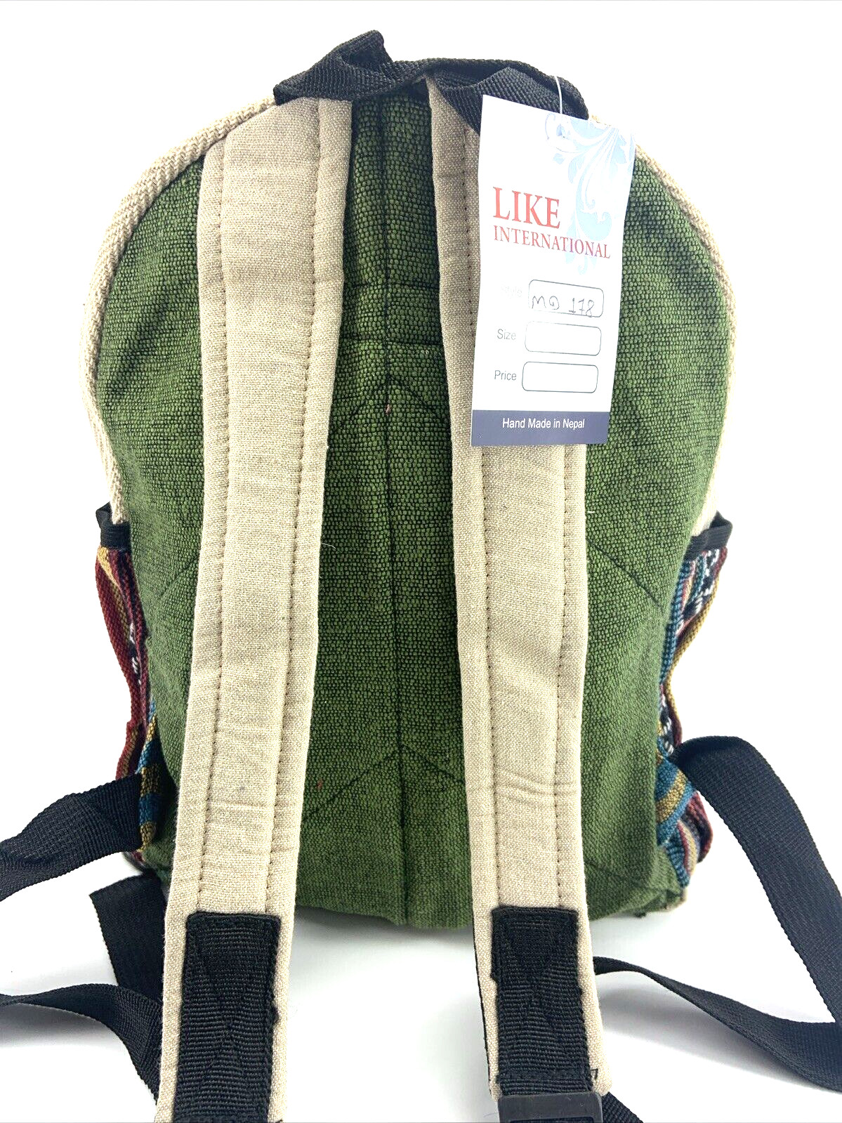Himalayan Hemp THC Free Multi Color MEDIUM Handmade Backpack NWT