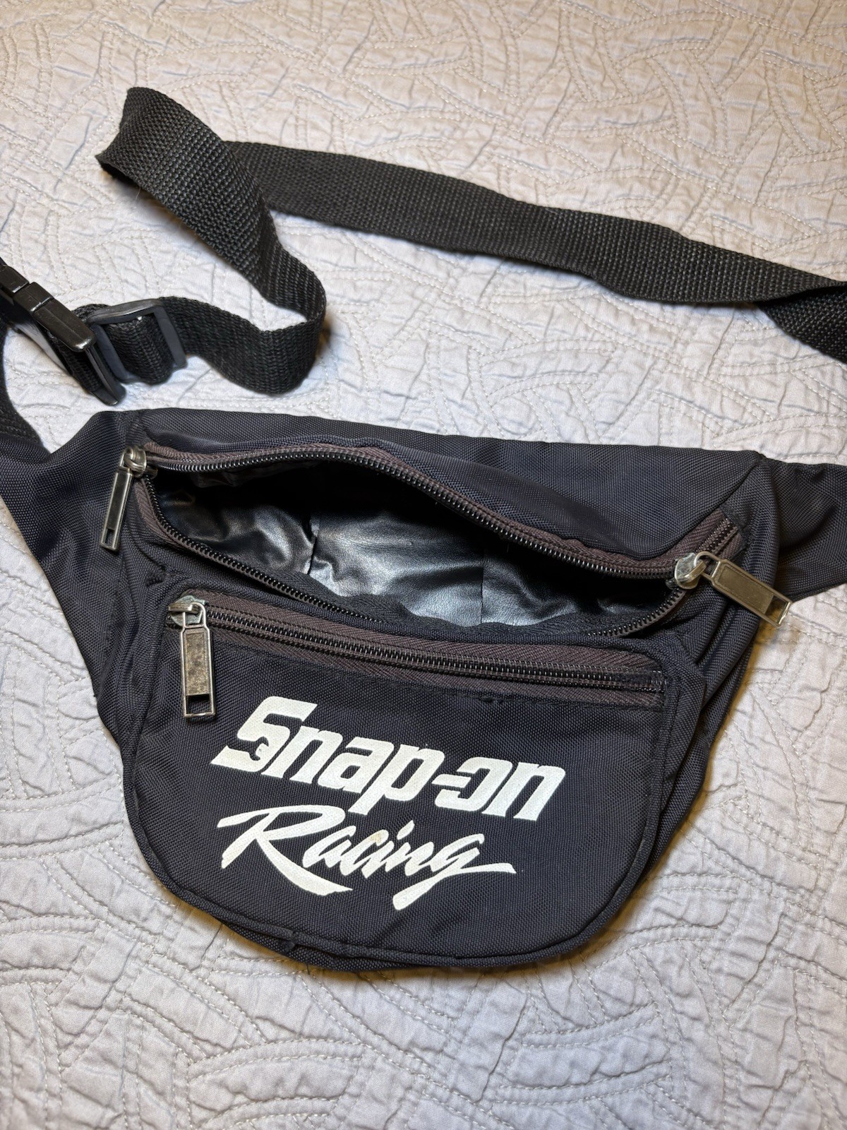Vintage Snap On Tools Racing Black Zip Up Waist Fanny Pack Bag Strap OBO !!