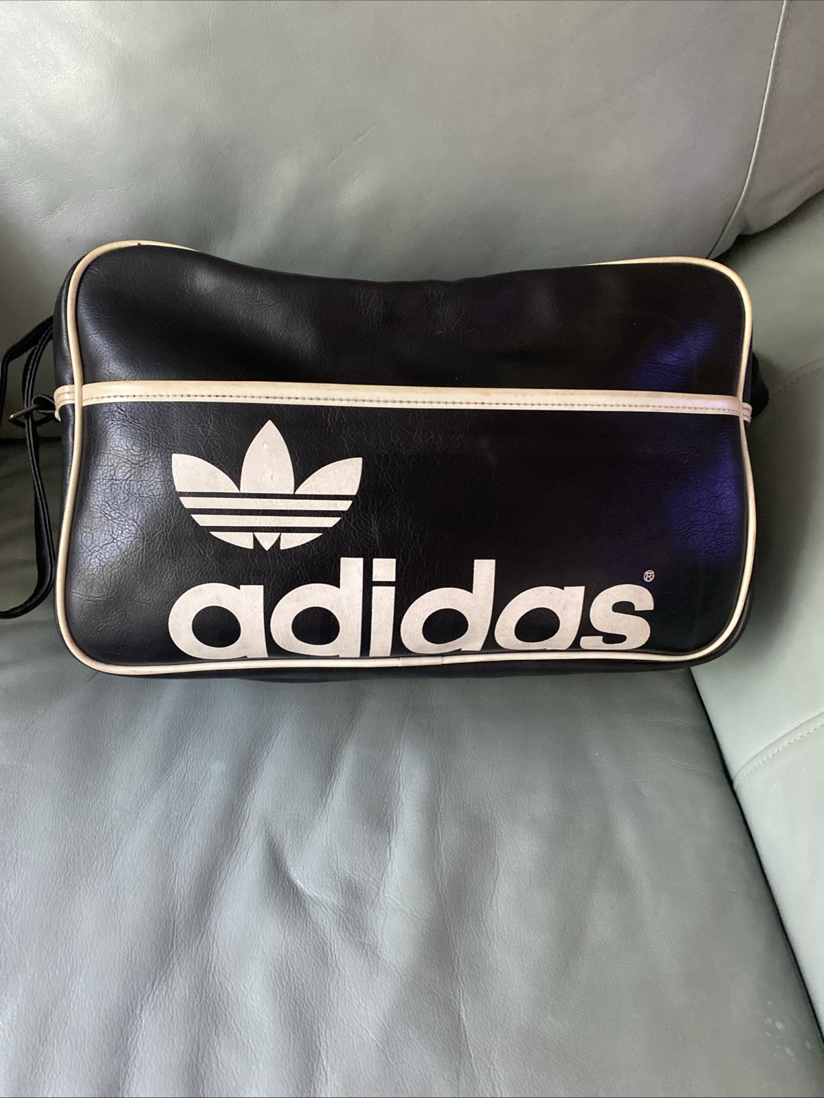 Vintage Adidas Black / White Airliner Crossbody Travel Bag