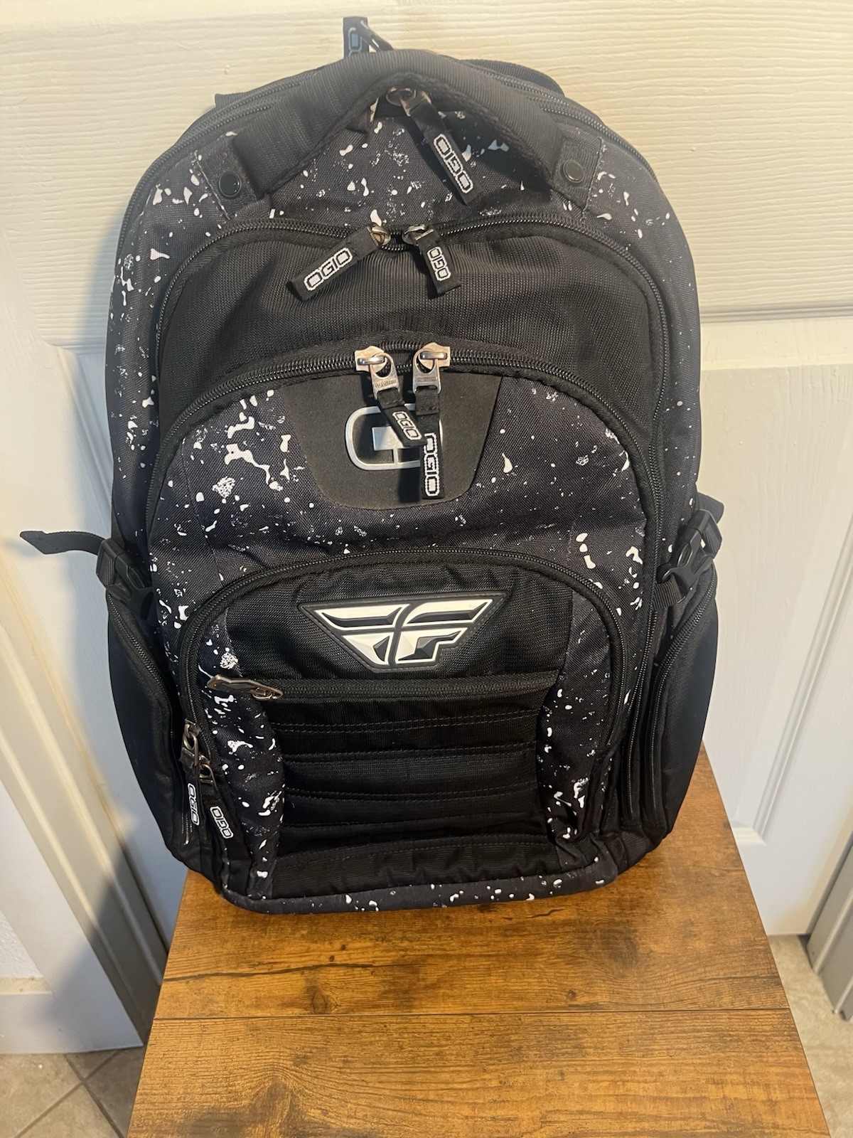 Fly Racing Branded Ogio Backpack, Urban Camo Bag, Black White Moto / Laptop Bag