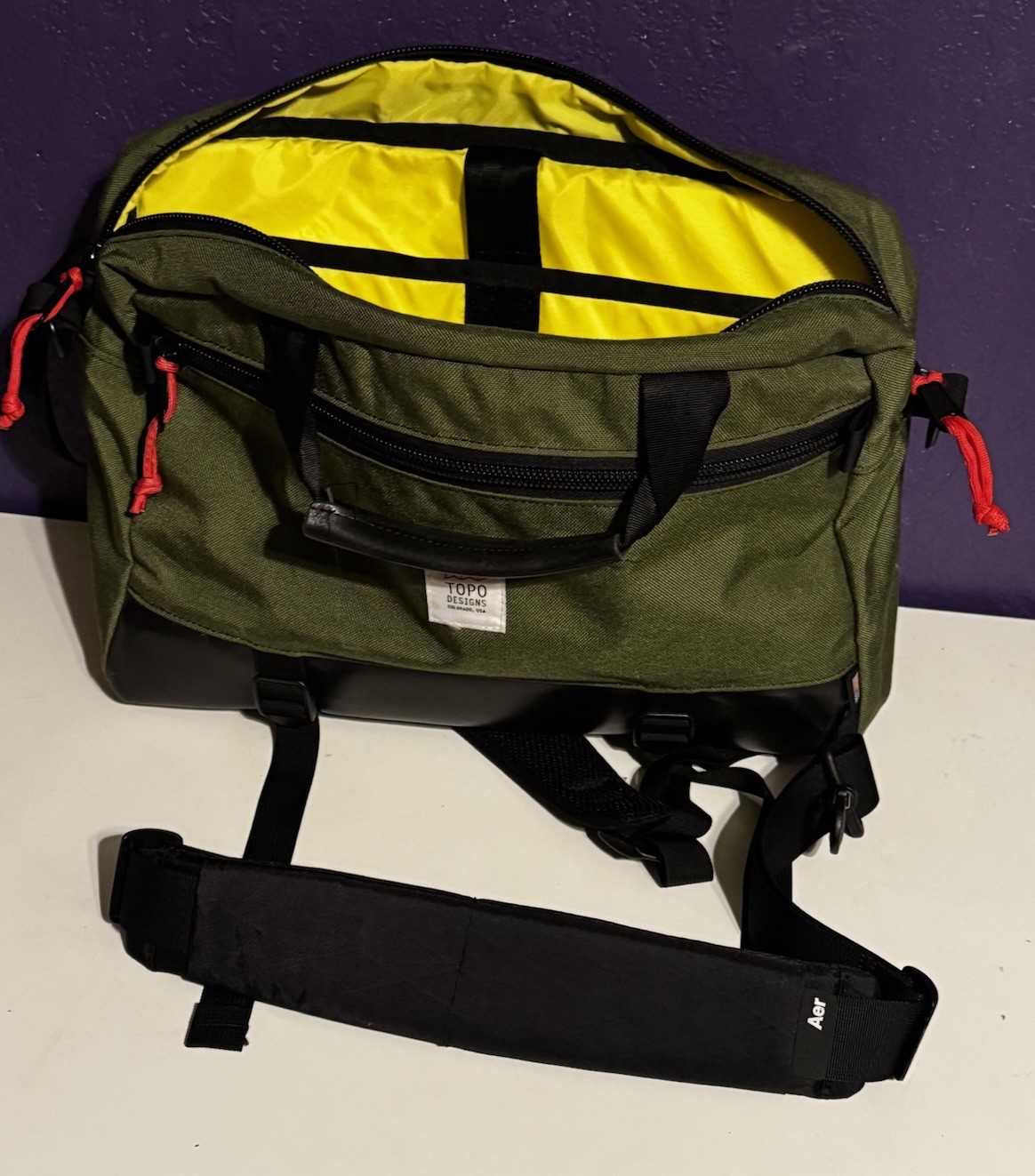 Topo Designs Commuter Briefcase Convertible Backpack Olive Green Huckberry Rare