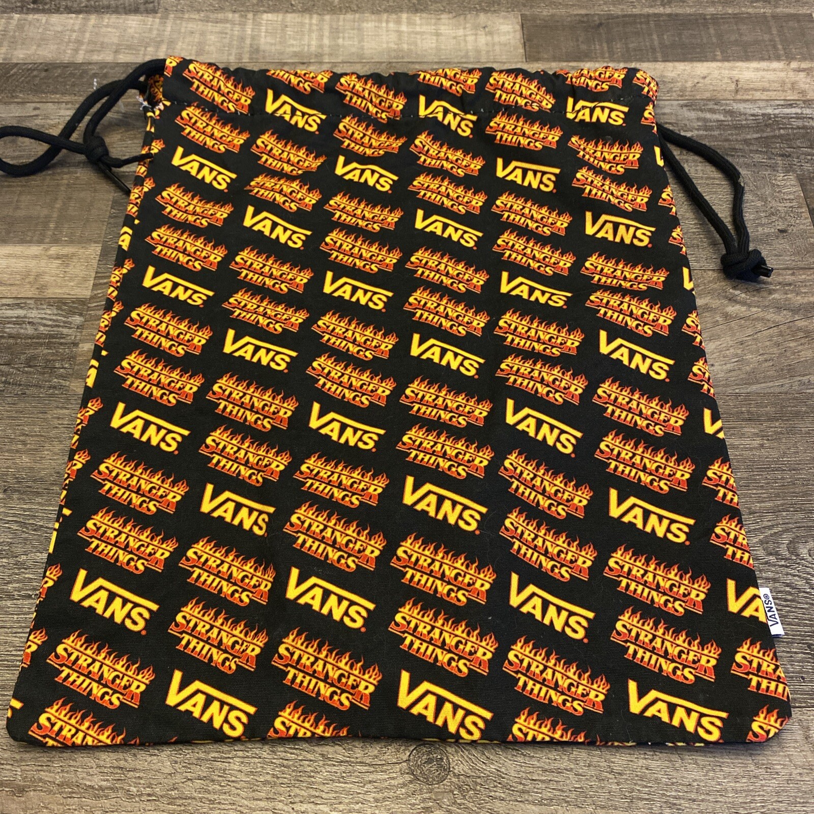 VANS Stranger Things Custom Bag Cinched Drawstring Canvas Shoe Pouch 12 X 15”