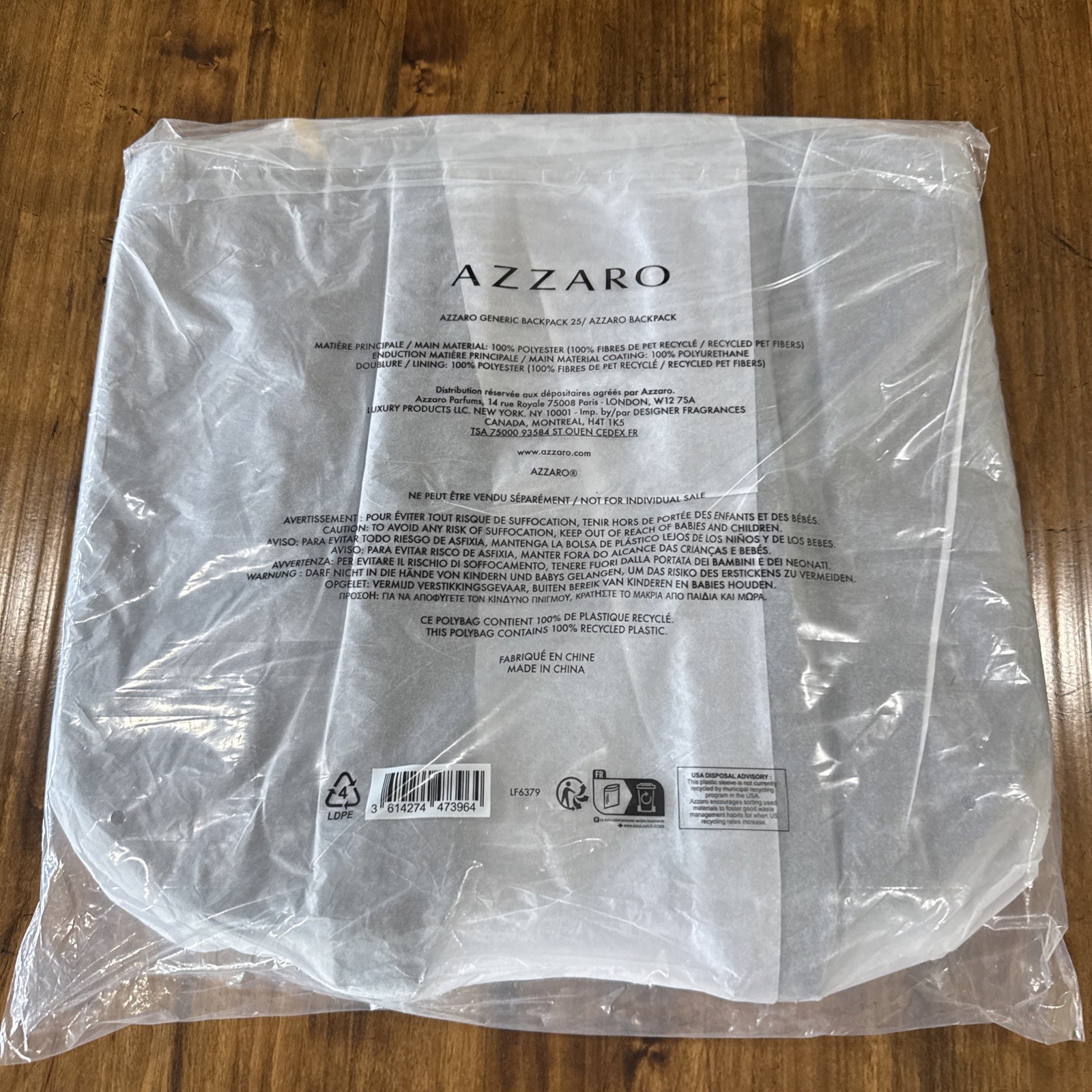 Azzaro Generic Backpack 25 Faux Leather Black