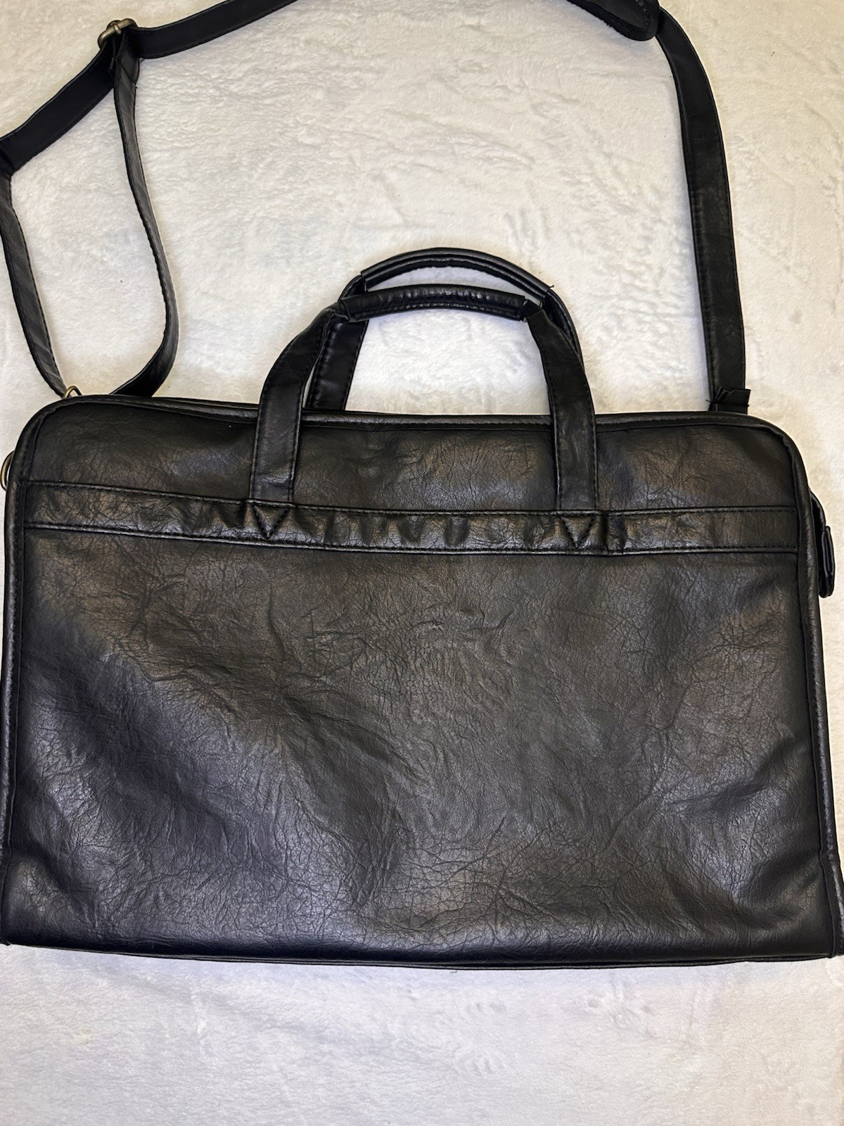 UIT Black Men’s Briefcase Shoulder Strap Zip/Button Inner/Outer Pockets