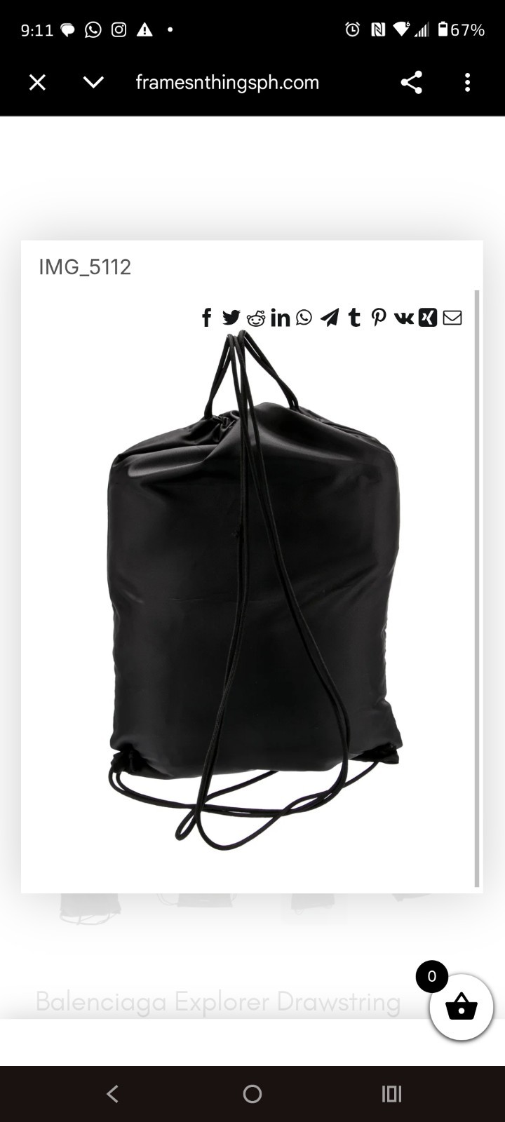 NEW Balenciaga Black EXPLORER Drawstring Backpack Sz 19.5 X 14 Inch
