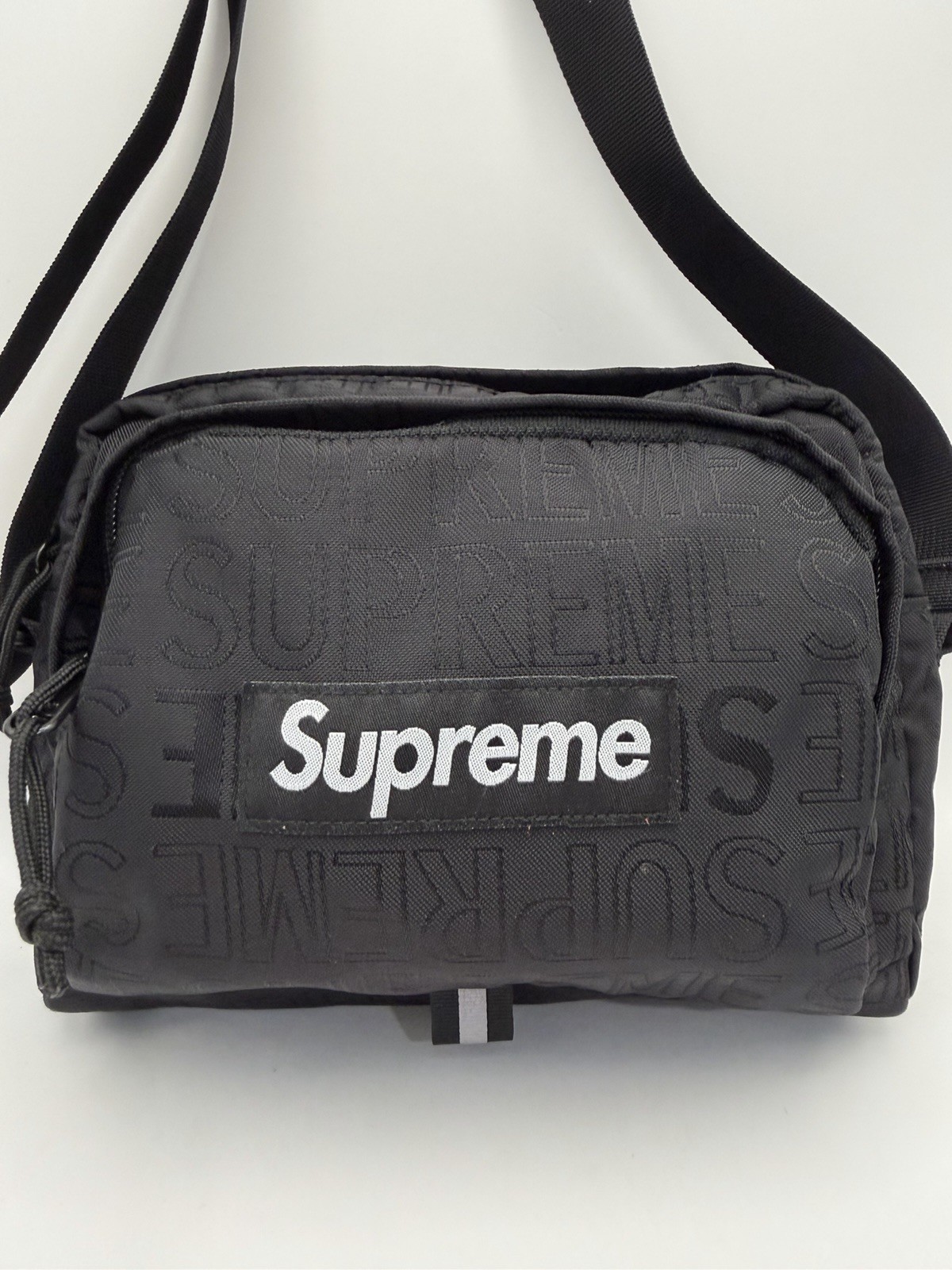 Supreme Black Shoulder Bag Cordura Fabric Crossbody Messenger Bag
