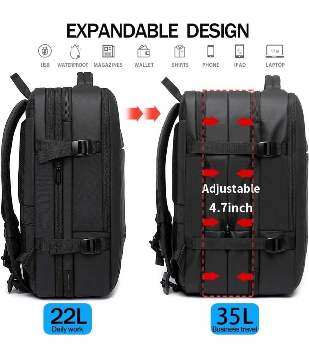 SUNOGE Business Backpack Large Capacity Waterproof 3way Anti-Theft PC Shockproof