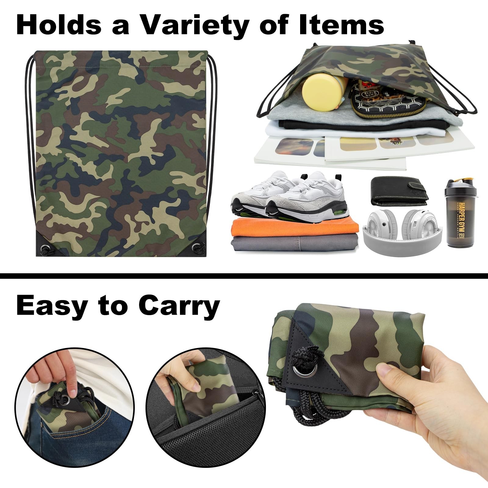 2PCS Drawstring Bags Bulk, String Backpack for Men Women, Cinch Bag Draw String