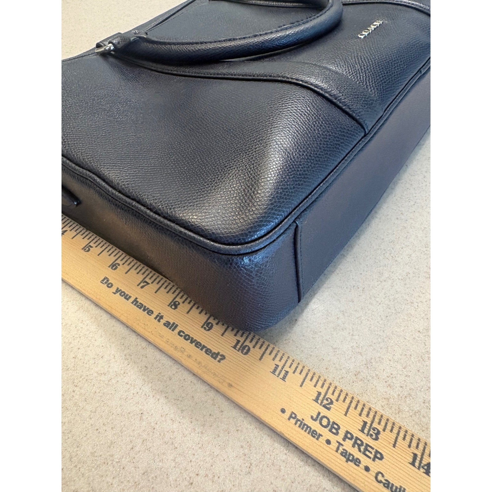 Coach Metropolitan Pebbled Leather Briefcase Laptop Bag Navy Blue Crossbody