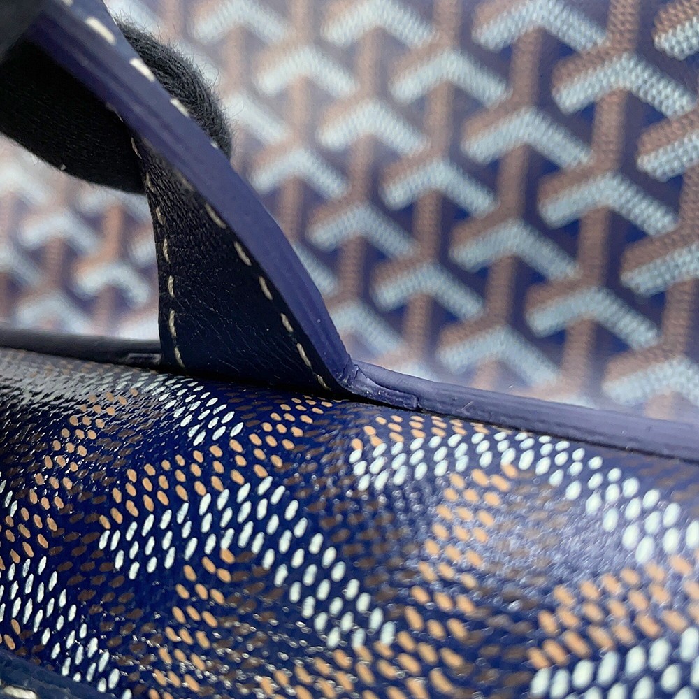 GOYARD Sisal Bread Backpack PVC/Leather Navy Blue CISALPMMLTY12CL12P