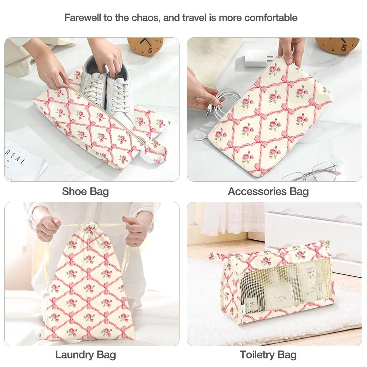 8 Set Packing Cubes for Suitcases,Packing youth large / 11-13, Bow Flowers