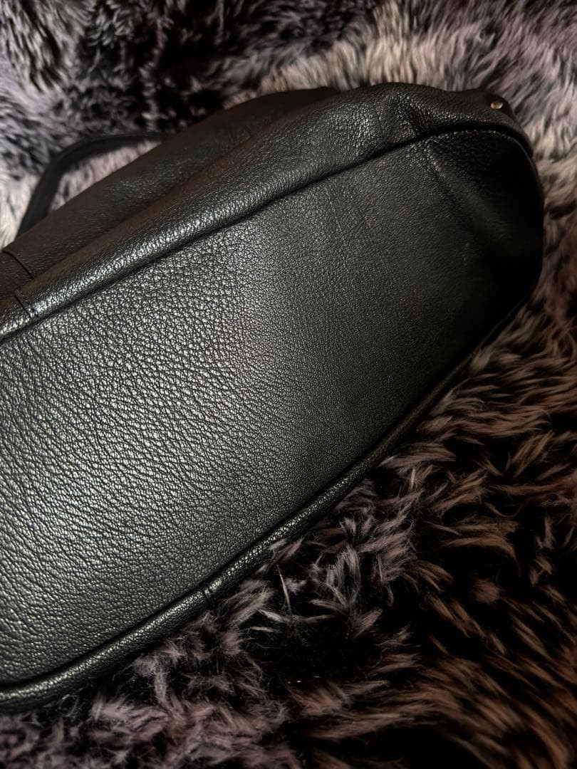 Lanvin Rivets Leather Bag Shoulder Black Silver Used