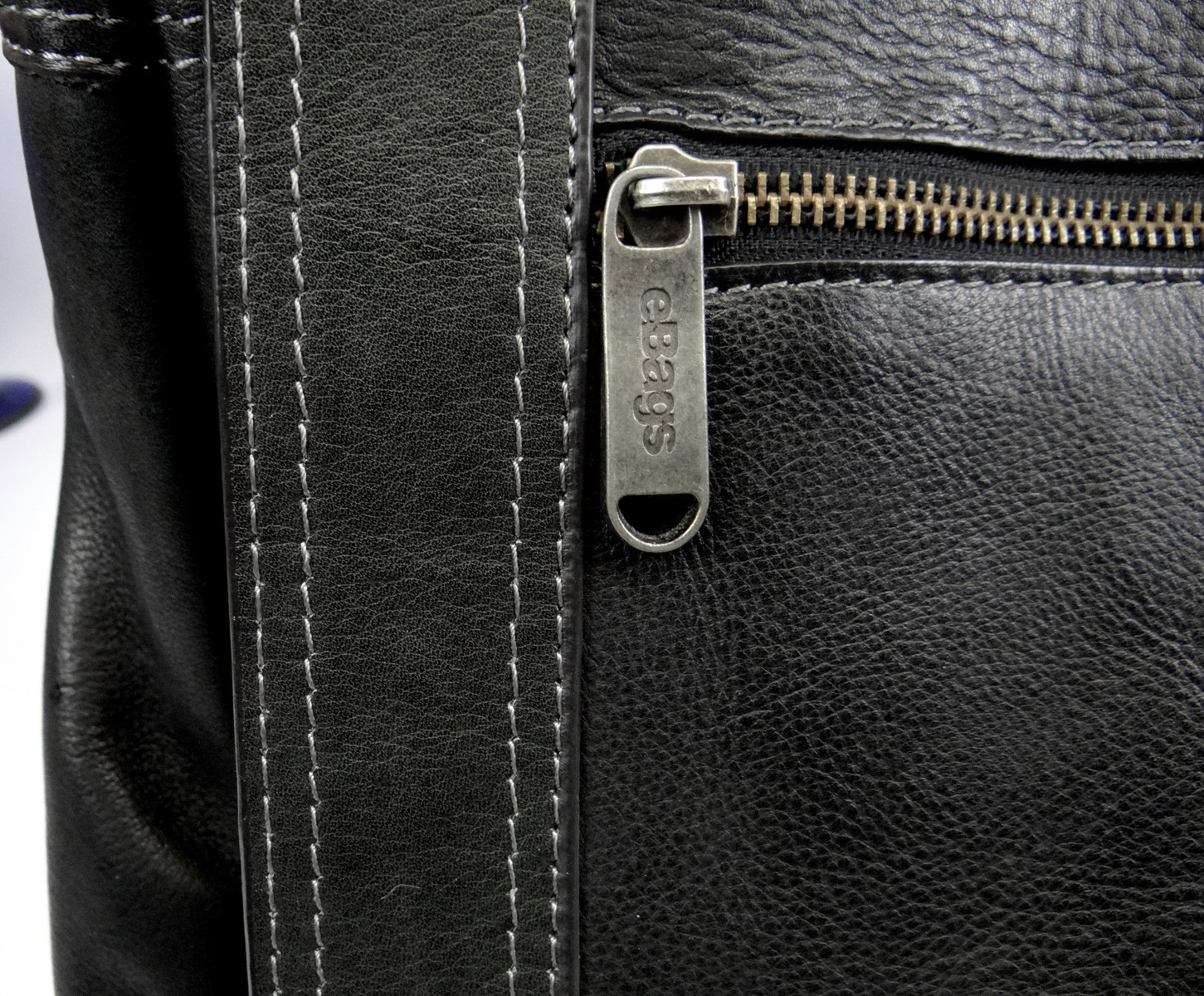 Ebags Large Messenger Bag Black Leather Extended Front Flap Crossbody Laptop