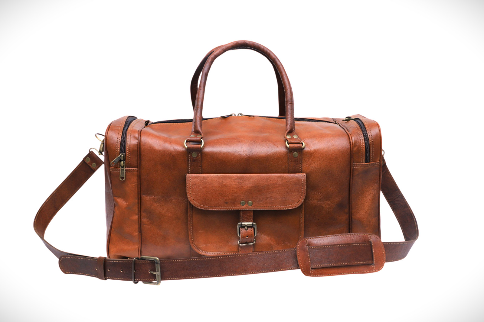24”Learther Duffle Bag Travel Carry-On Luggage Overnight Gym Weekender Bag
