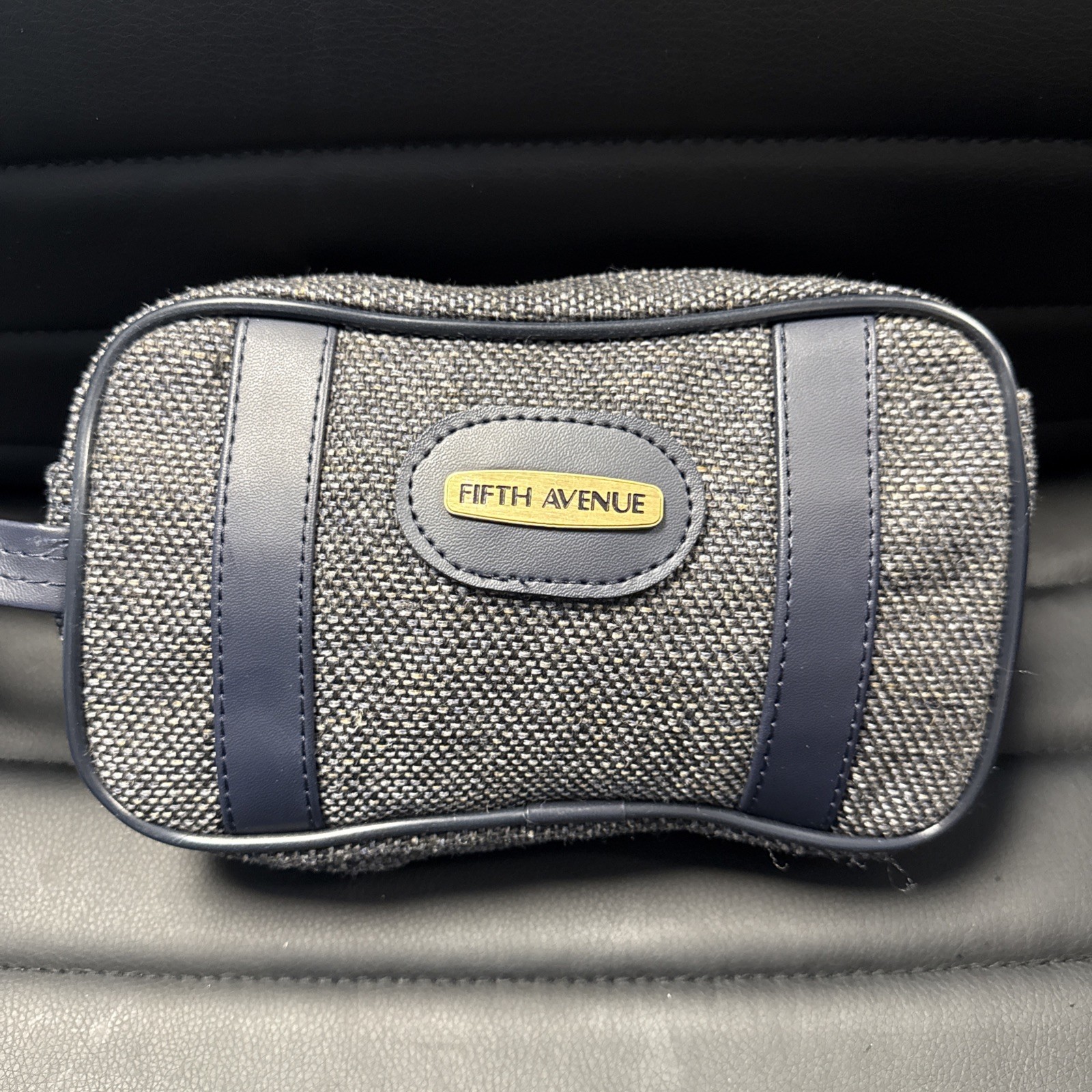 Vintage Fifth Avenue Travel Bag Tweed Toiletry Men Navy 5th VTG