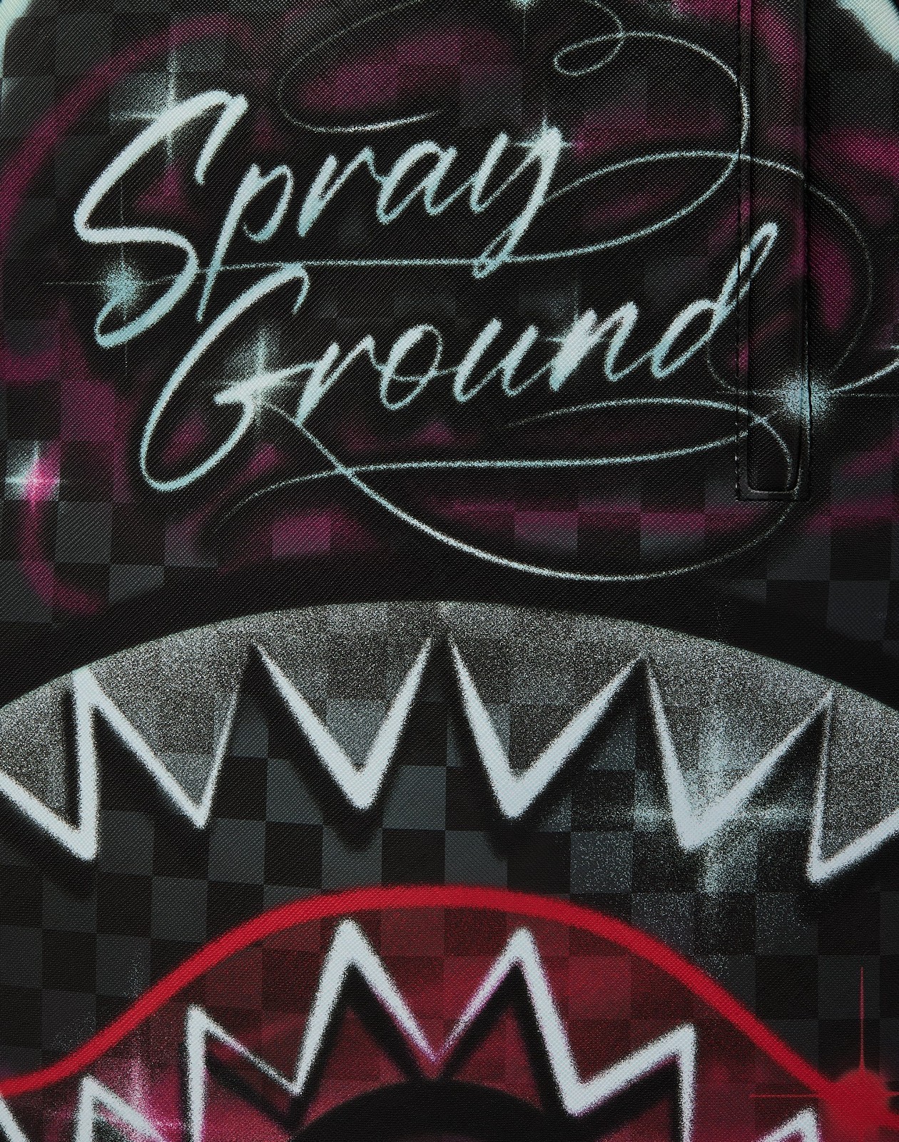 Sprayground Airbrushed Shark Backpack🔥New Black Check Bookbag Large School Bag