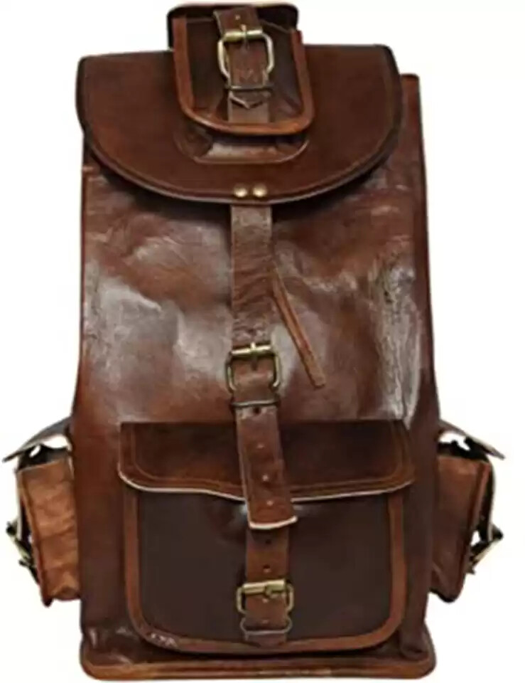 Men’s Leather 20″ Backpack Shoulder Bag Messenger Bag Rucksack Sling Bag