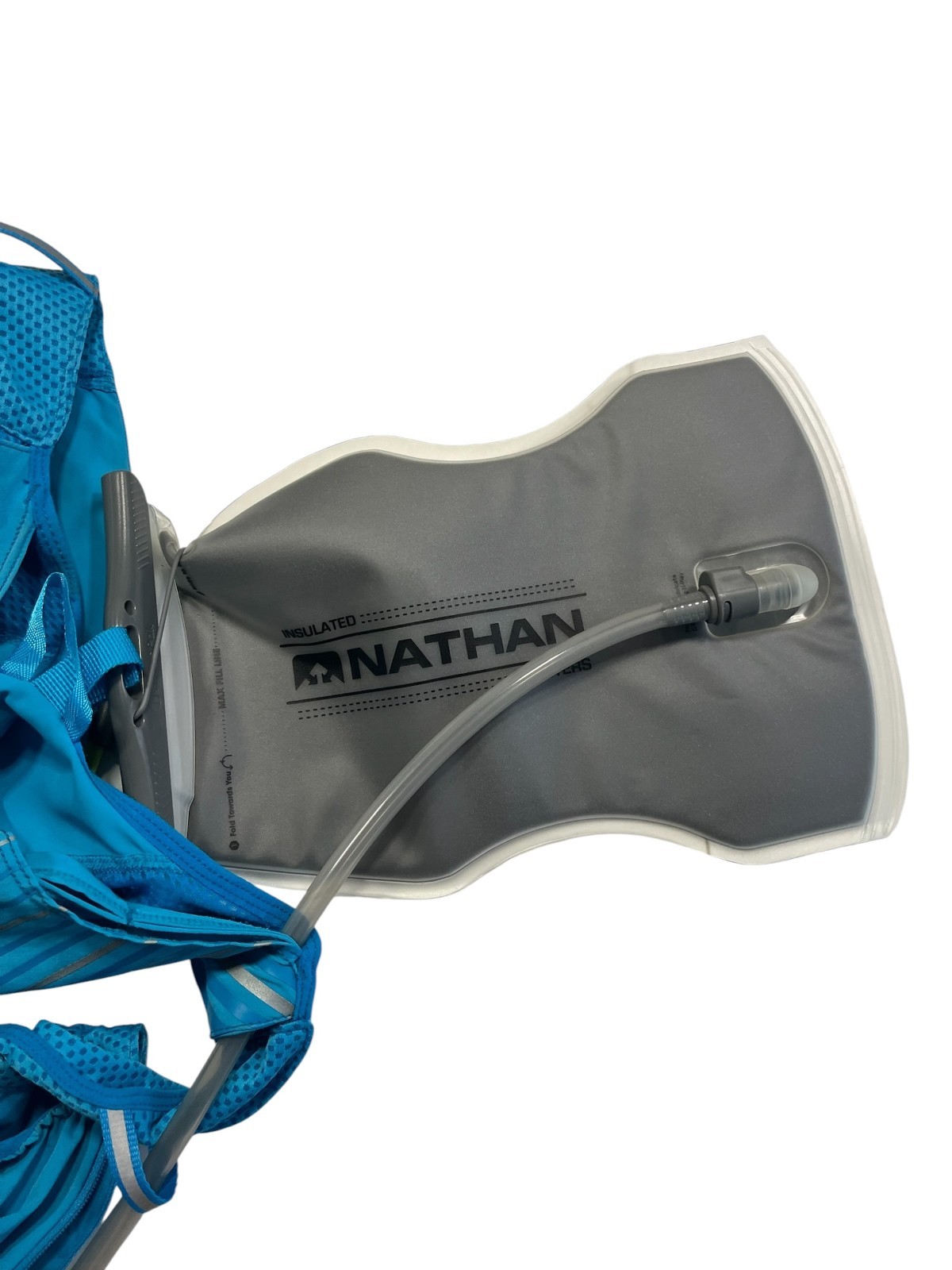 NATHAN Blue HYDRATION VEST BACKPACK Running Hike Gym Water Bag 1.5L BLADDER