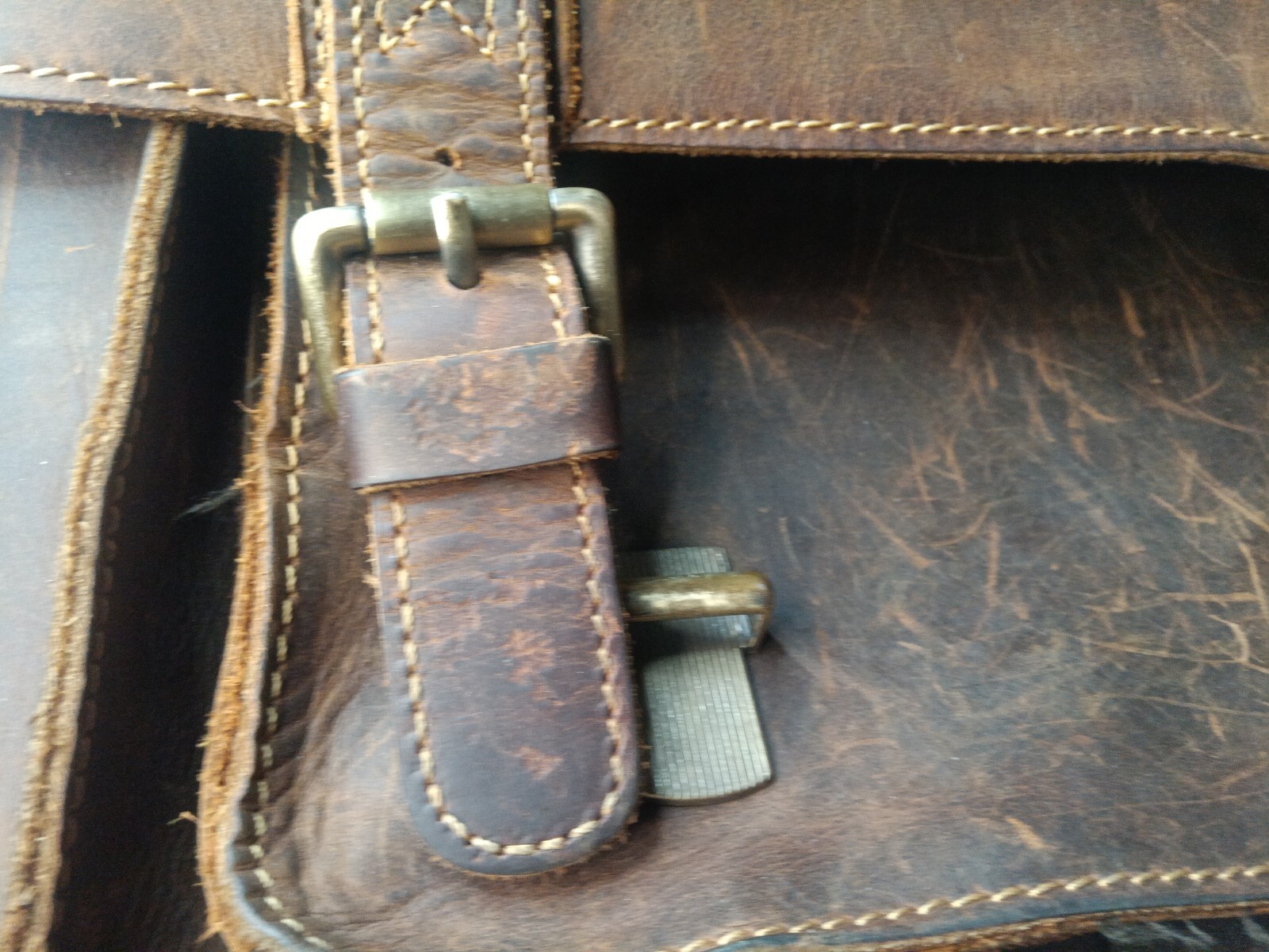 Vintage Kattee Leather Briefcase, Messenger Bag Brown Fits 15 In Laptop