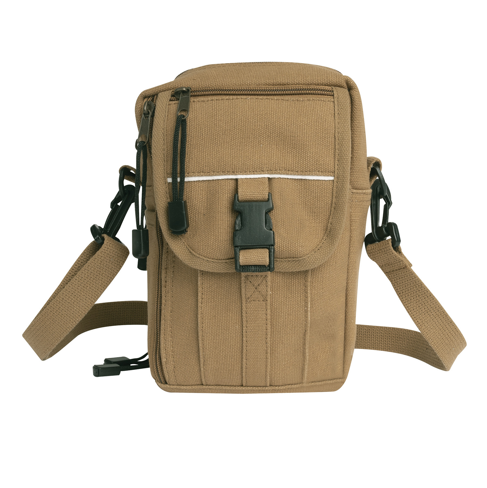 Coyote Brown Heavyweight Canvas Passport Travel Pouch Shoulder Bag 9″x7″x4″