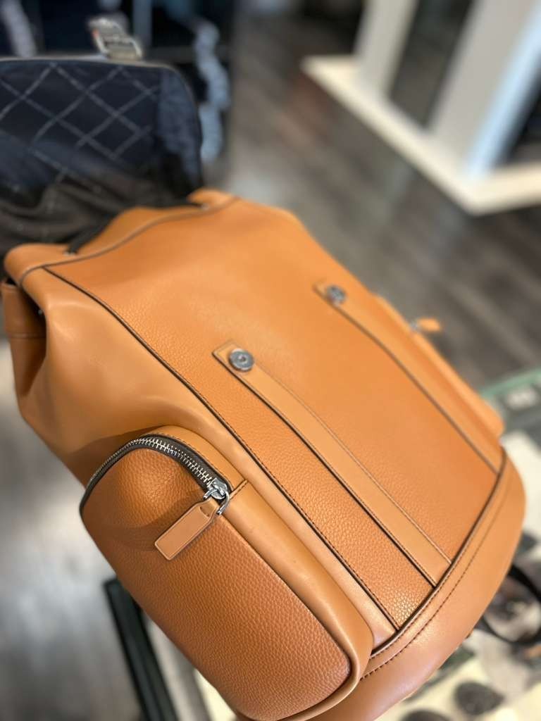 Michael Kors Cooper Men Leather Side Pocket Buckle Travel City Backpack MK