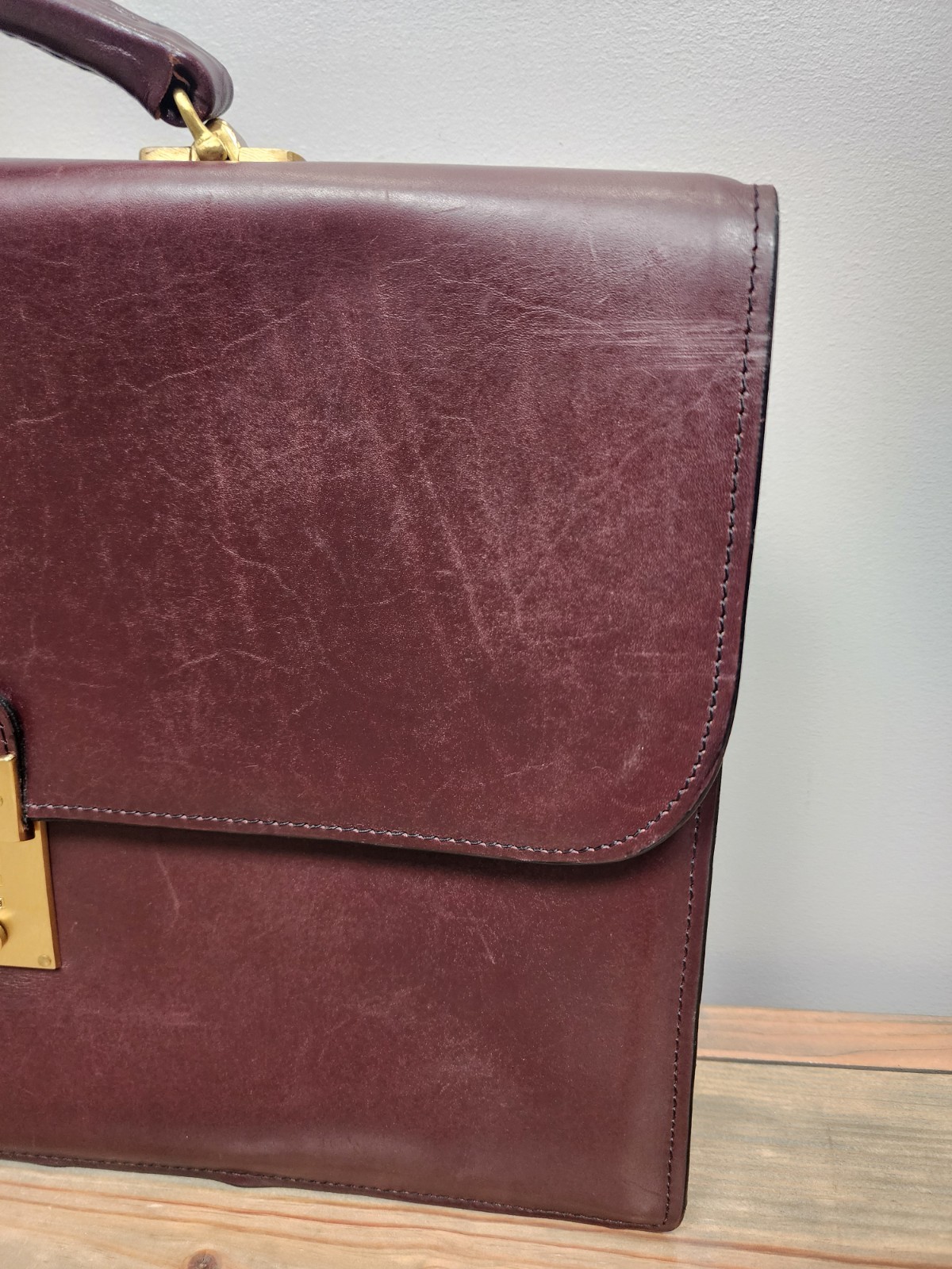 Schlesinger Brown Leather Briefcase With Working Combination Lock Vintage