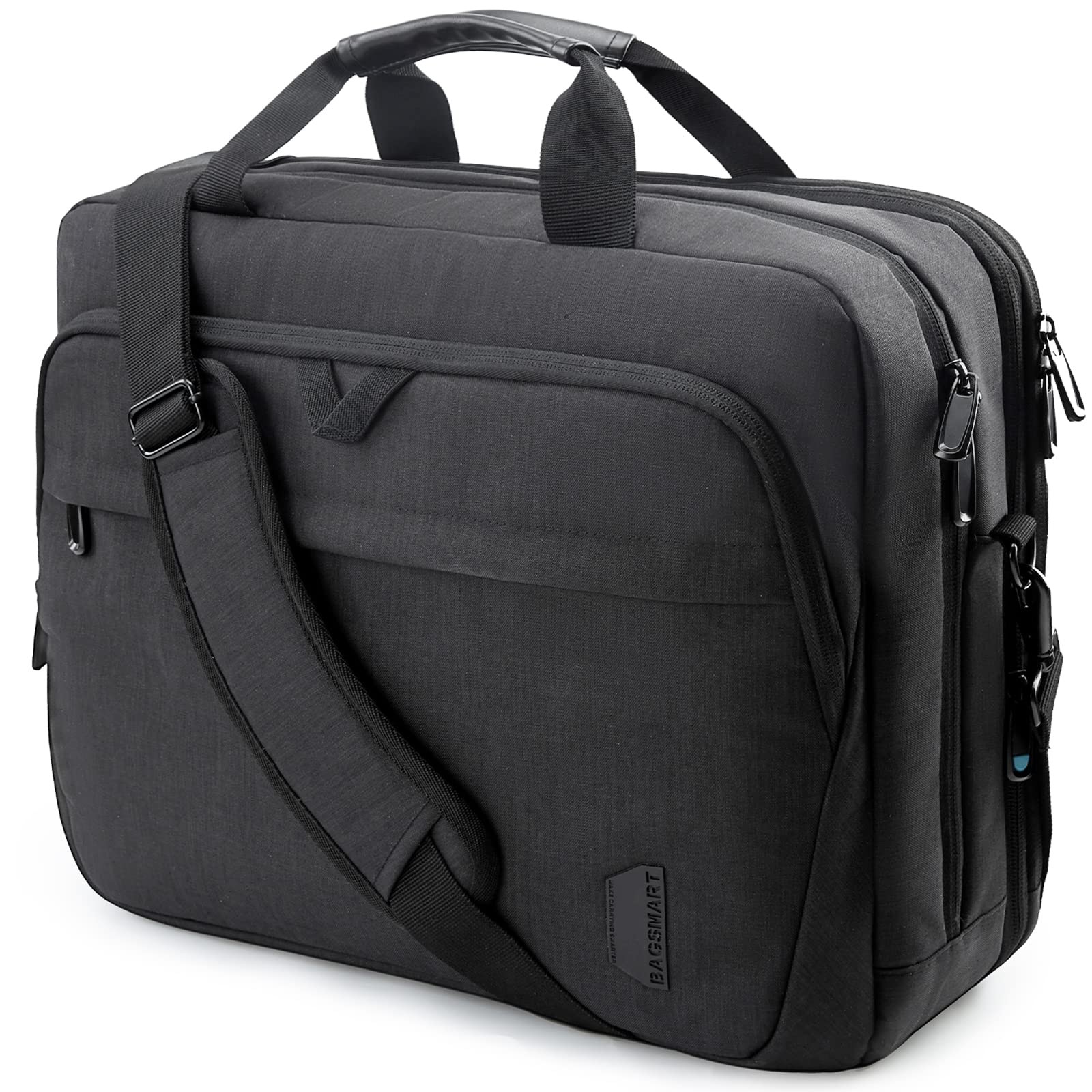 BAGSMART 18 Inch Laptop Bag, Expandable Briefcase, Large, Black-18.4