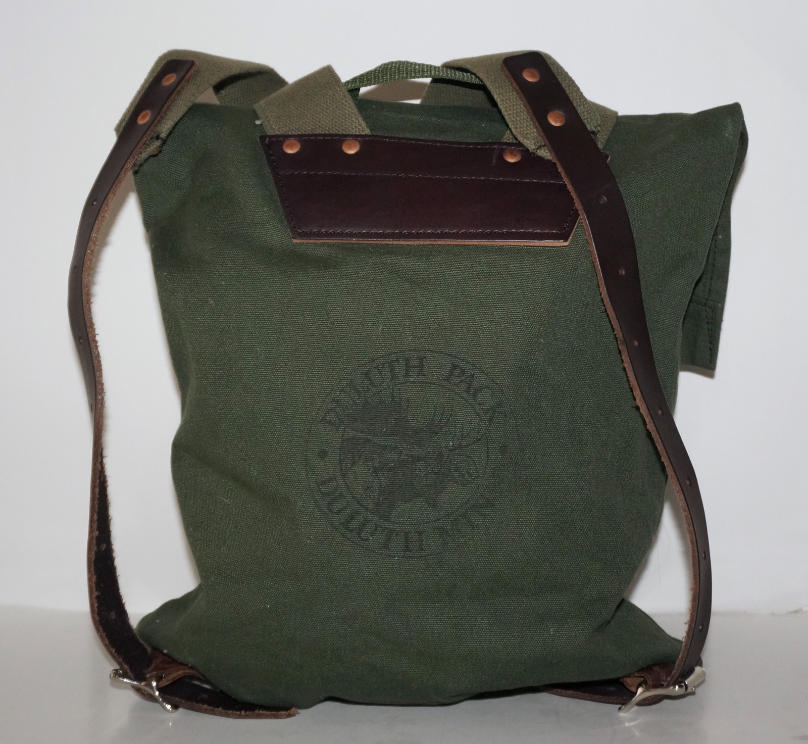 DULUTH PACK Juniper Green Canvas & Brown Leather SCOUT Backpack 16×14