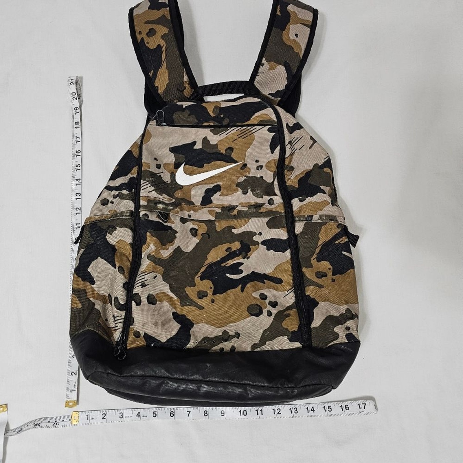 Nike BA5883 Camo Print Backpack – Tan Black White – Durable 100% Polyester