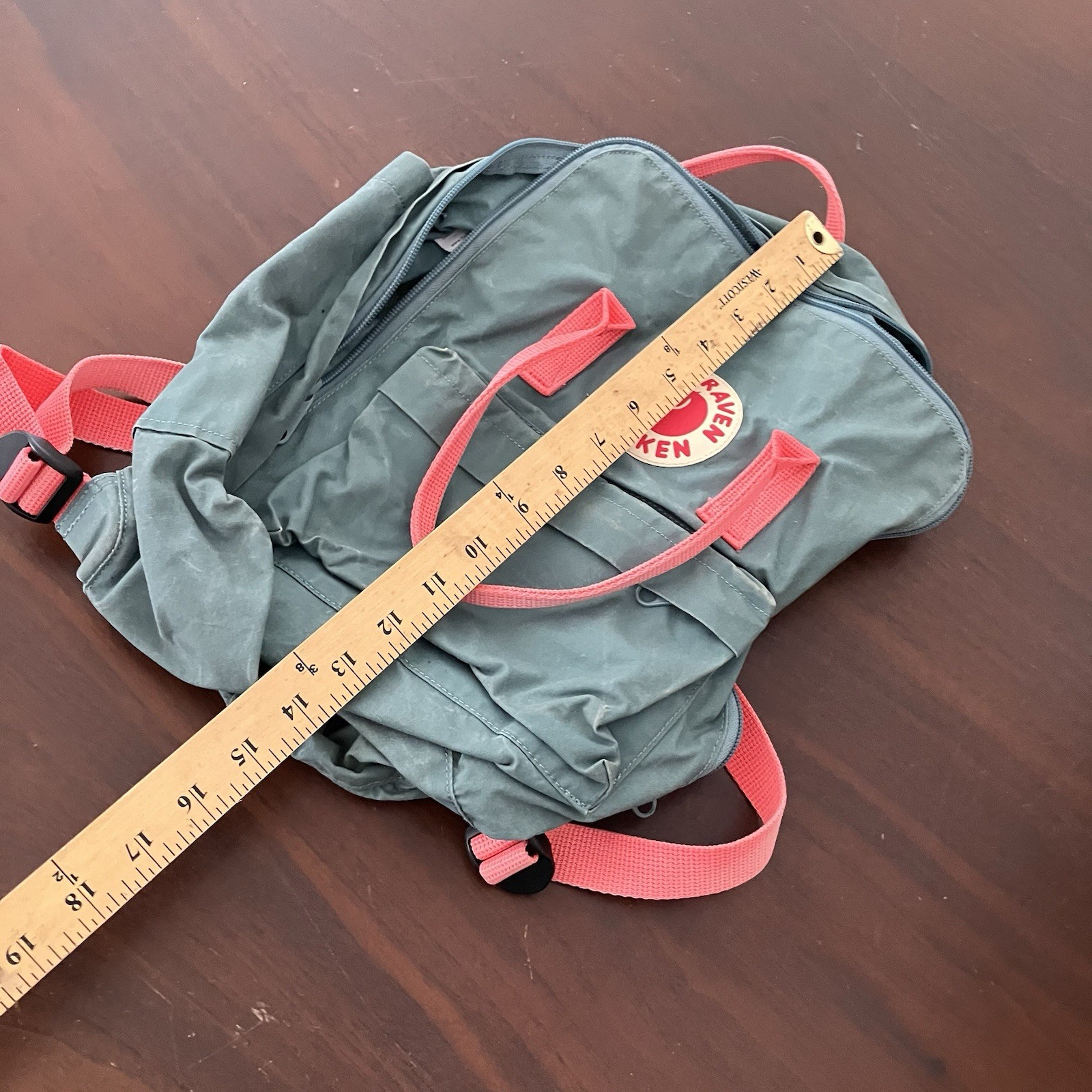 Fjallraven Kanken Mini Backpack Teal With Red Straps