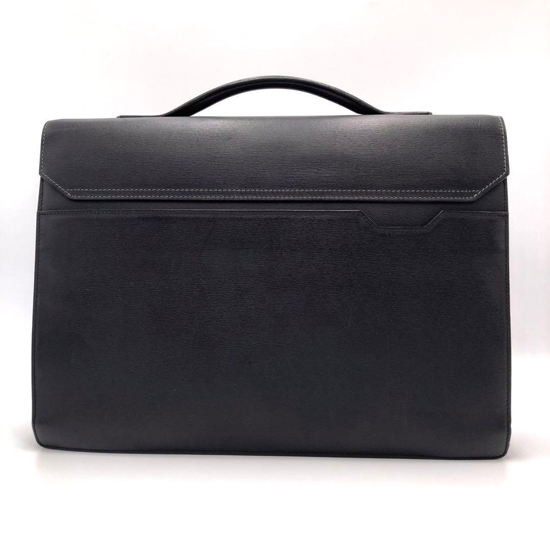 Dunhill 2Way Briefcase Messenger Bag Black Leather Business Shoulder Bag Italy