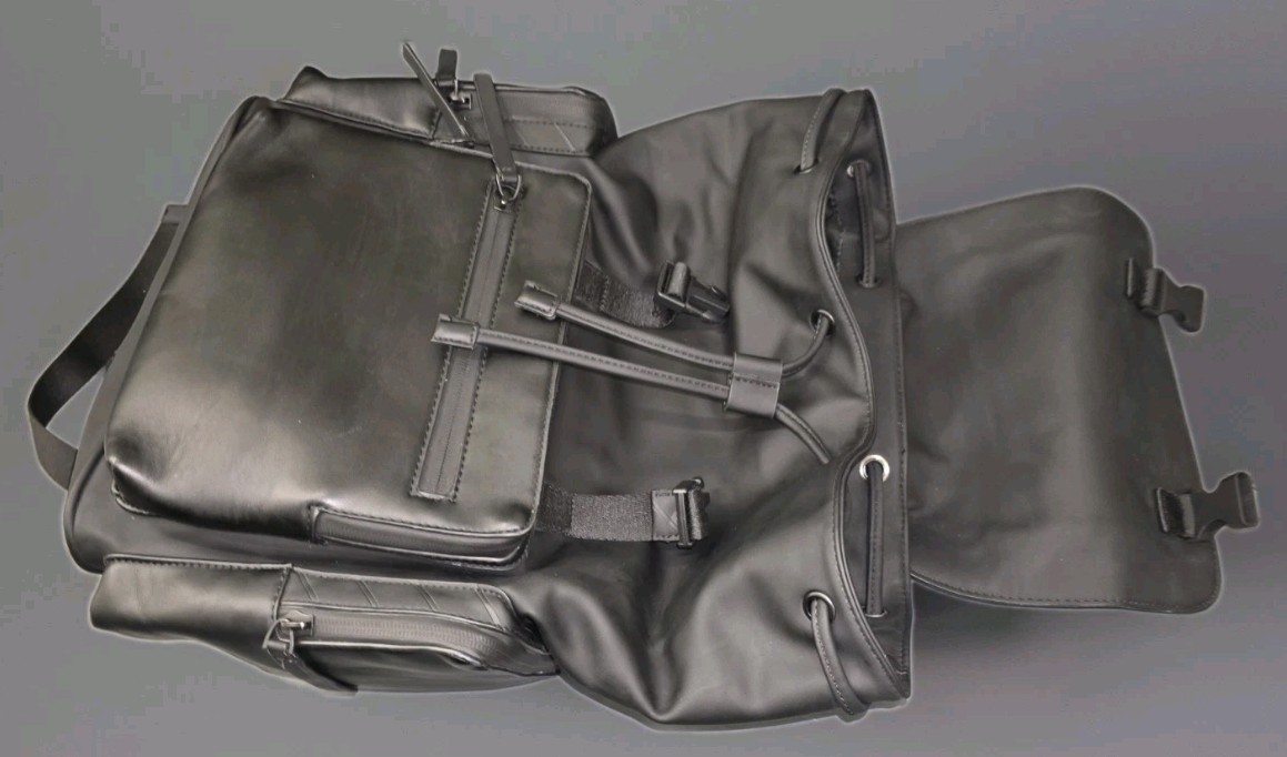 ZARA Black Backpack Drawstring Flap Buckle Zip, Adjustable Strap Pockets