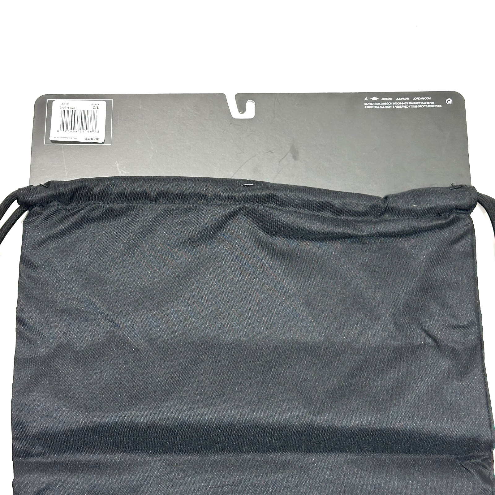 Nike Air Jordan Jumpman Drawstring Gym Sack Backpack Black Zip Pocket Youth OS