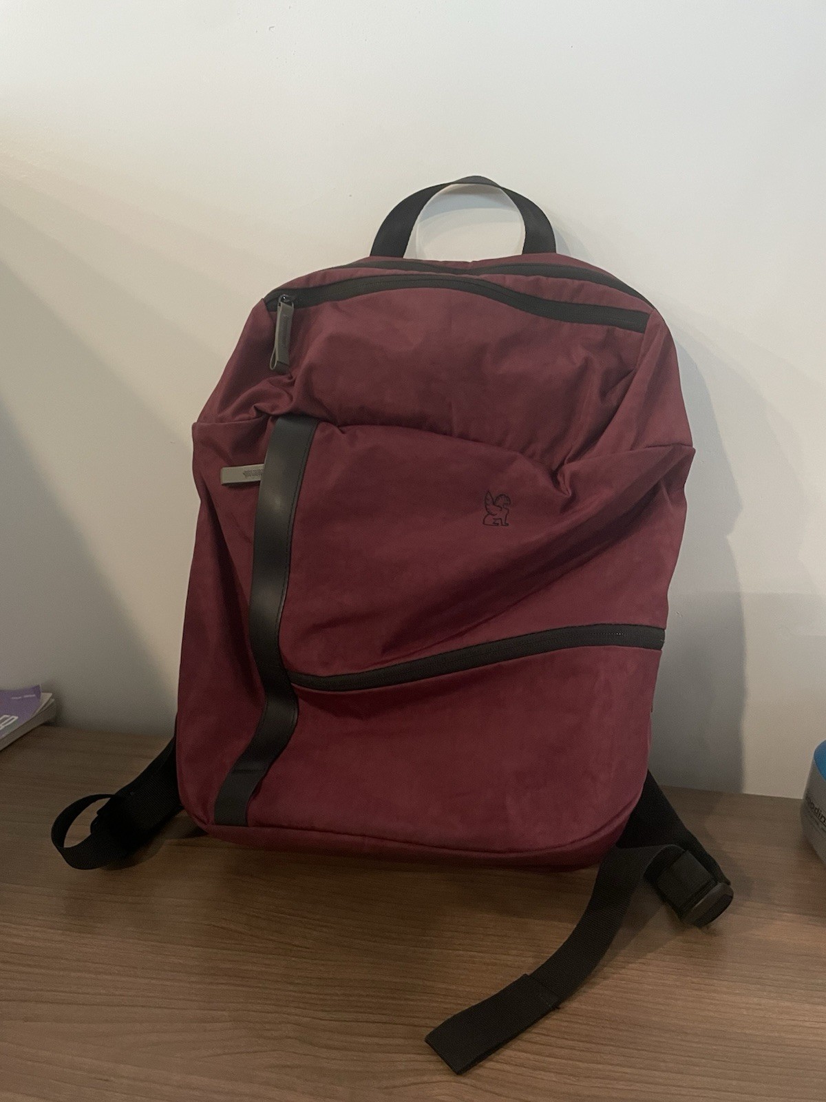 Chrome Industries Burgundy/Black Zip Closure Solid Backpack Unisex Adults