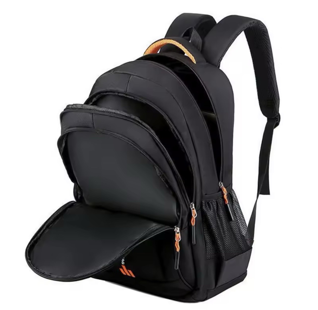 SPORT Black/Orange Backpack Zip Reflective Padded Straps Bottle Pocket